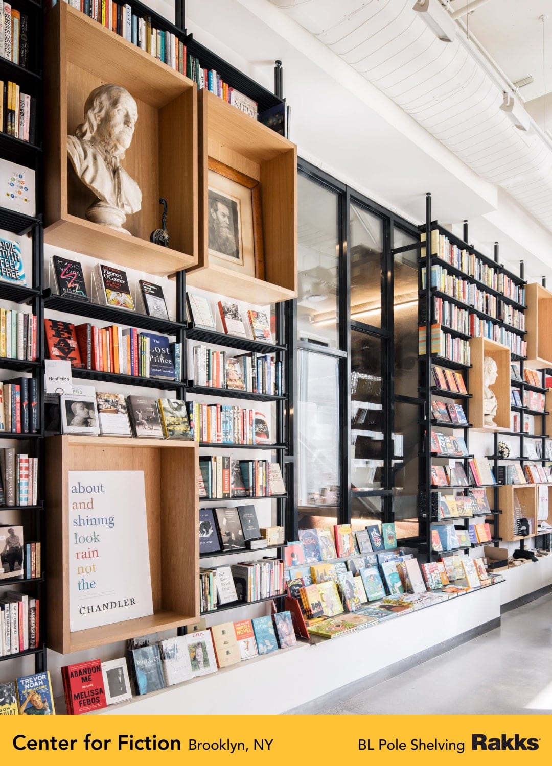 Rakks Shelving at Center for Fiction Brooklyn