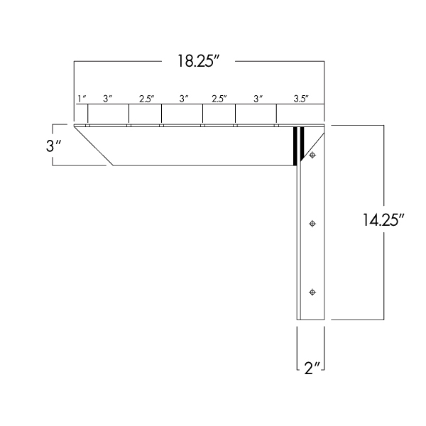 concealed bench bracket drawing